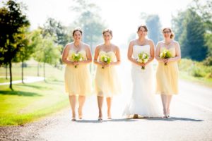 Jennifer and Bridesmaids Walking